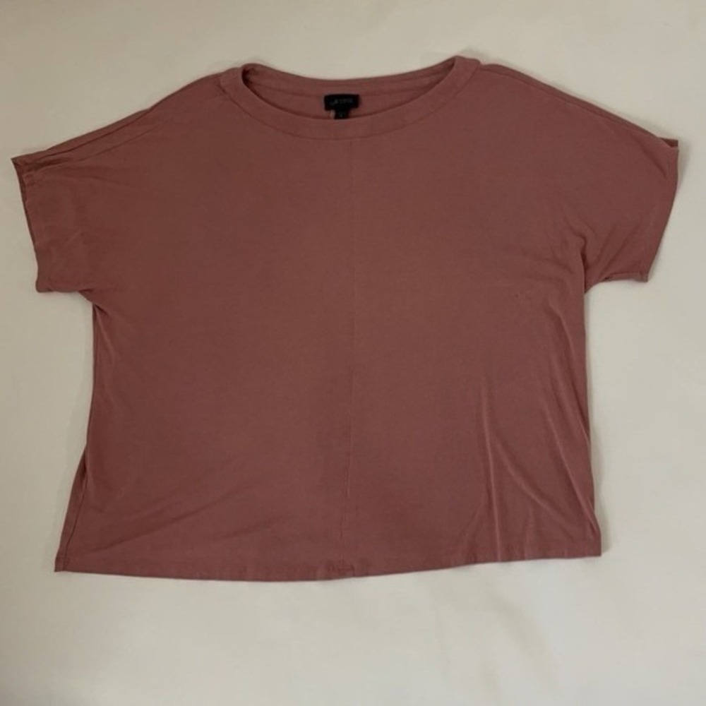 J Jill Blouse Dusty Rose Women M Petite Oversized Boxy Feminine Flowy Stretch